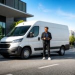 Fourgon blanc moderne et professionnel