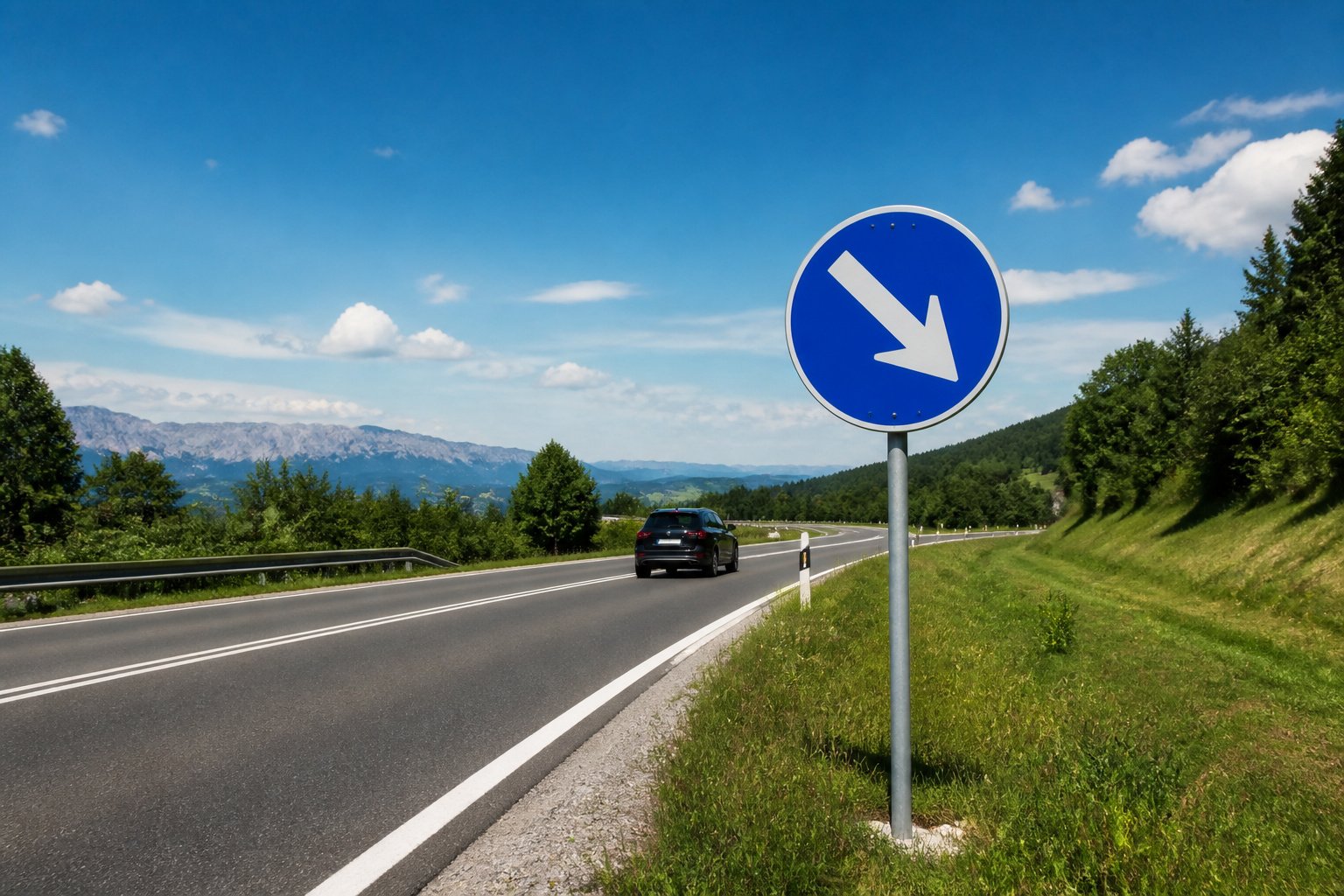 Panneaux bleu : obligation et indication décryptées 1 Panneau de direction routiere bleu