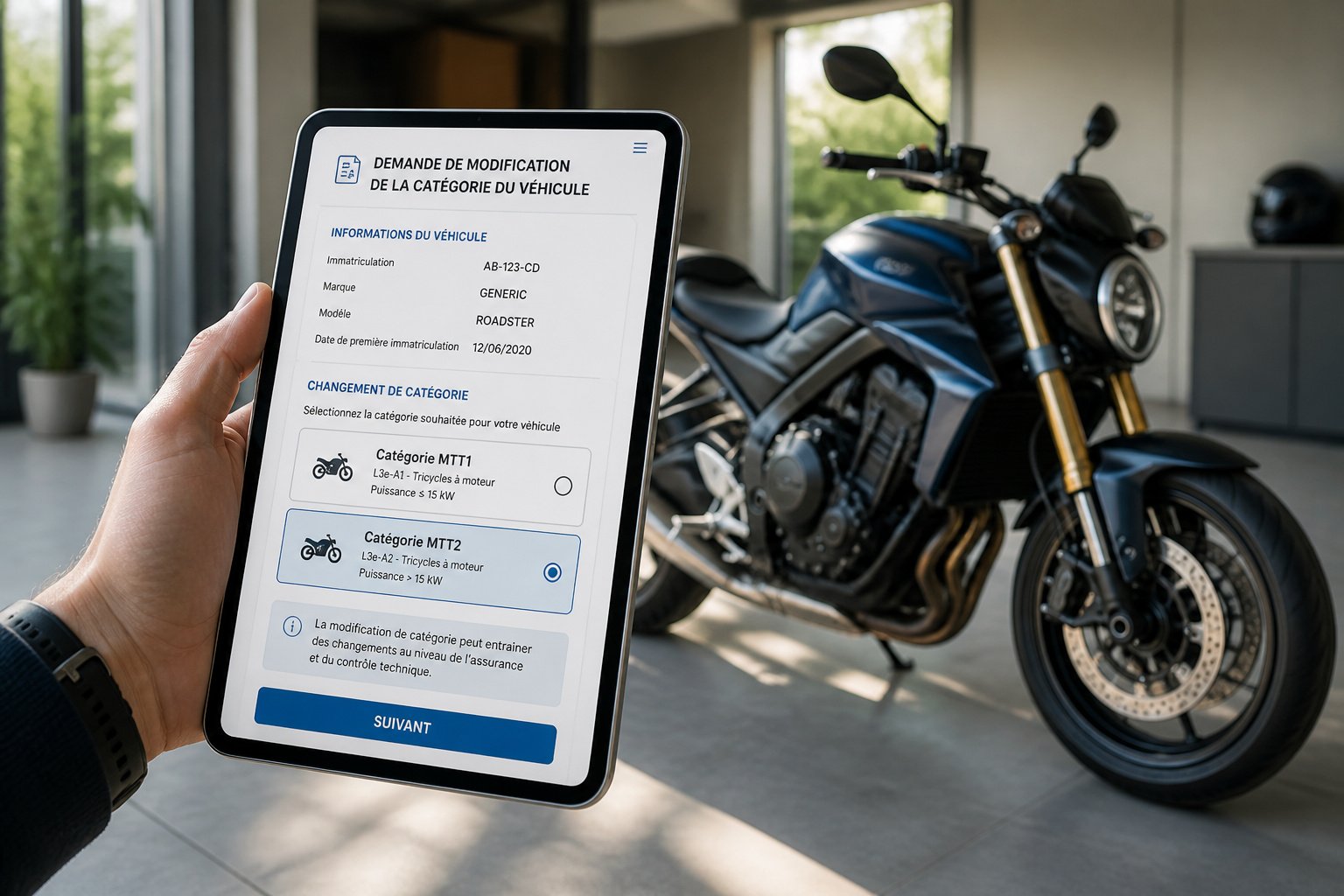 Prix changement carte grise MTT2 vers MTT1 : l'essentiel 1 Modification de categorie de vehicule sur tablette