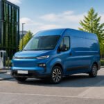 Fourgon utilitaire electrique bleu moderne